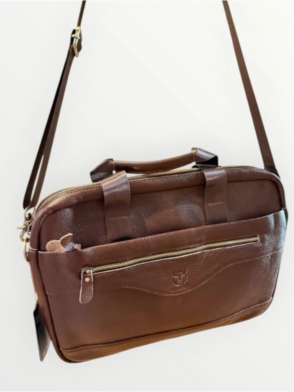 NWT BULLCAPTAIN Leather Laptop Bag Men's Notebook Briefcase Work Business Travel